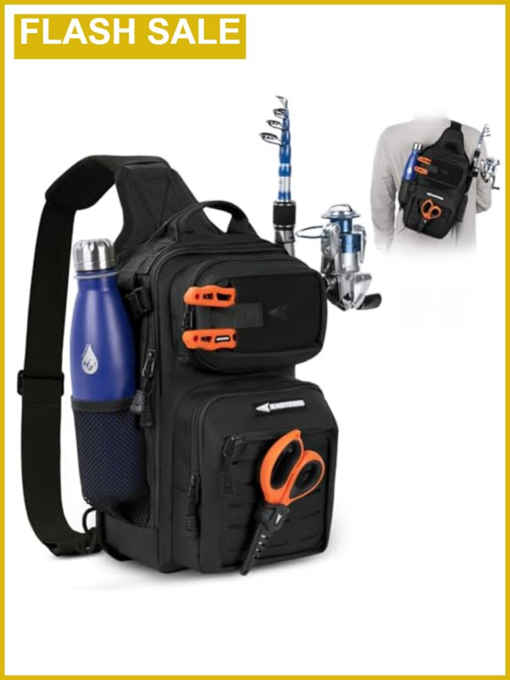 KastKing Blowbak Fishing Sling Bag Backpack with Rod Holder